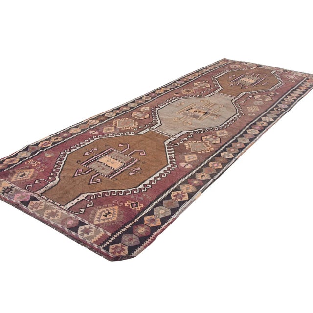 Vintage Decorative Turkish Kars Kilim Rug For Sale - Image 4 of 6