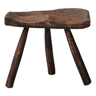 Primitive Milking Stool in Wood, France, 1900 For Sale
