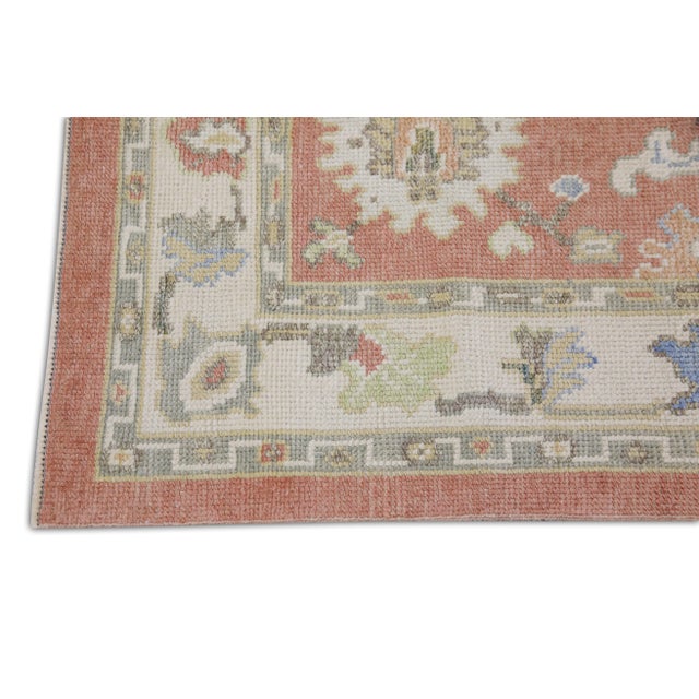 Modern Red Multicolor Handwoven Turkish Oushak Rug 2'10" X 5'4" For Sale - Image 3 of 6