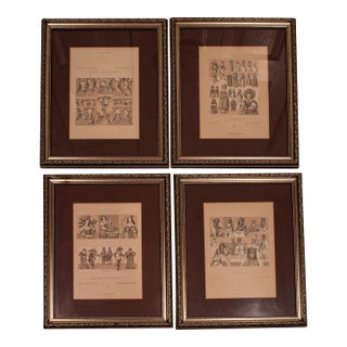 1900s Framed French Vintage Heliogravure Prints - Set of Four For Sale