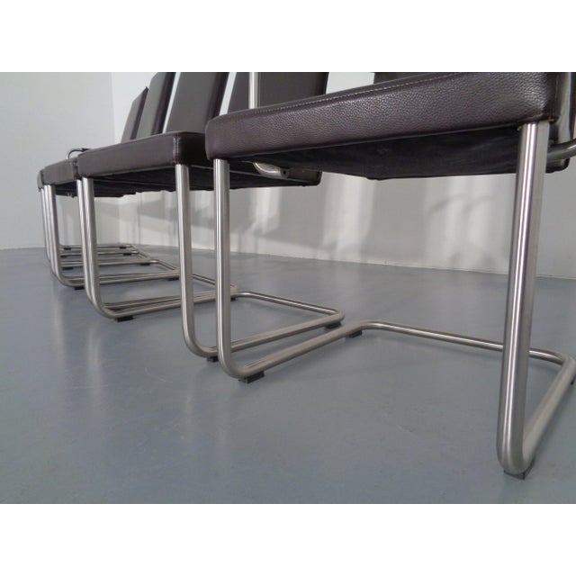 Leather Cantilever Dining Chairs by Karl Friedrich Förster for KFF, 1990s, Set of 6 For Sale - Image 9 of 18
