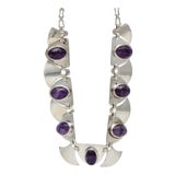 Sterling 1940's Mexican Fluorite Panel Necklace For Sale