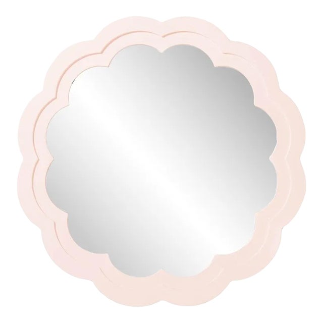 Fleur Home Audubon Peony Circle Mirror in Frosted Petal, 30x30 For Sale