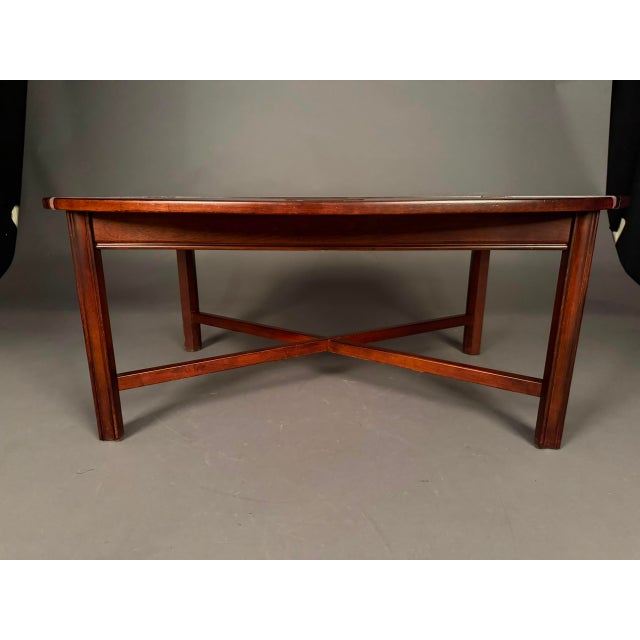 English Vintage English Mahogany Butler’s Drop-Leaf Tray Coffee Table With Brass Hinges For Sale - Image 3 of 18