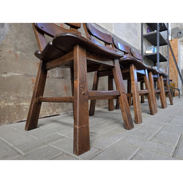 Brutalist Oak Dining Chairs, 1970s, Set of 4 For Sale - Image 15 of 18