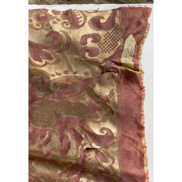 Textile Authentic Mariano Fortuny “Sevigne” Rust and Gold Textile - 6 Yards For Sale - Image 7 of 8