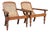 Large Vintage Teak and Cane Colonial Planters Chairs, 1920, Set of 2 For Sale
