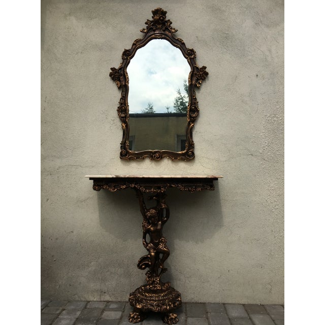 Console and Mirror Set, 1980s, Set of 2 For Sale - Image 13 of 18