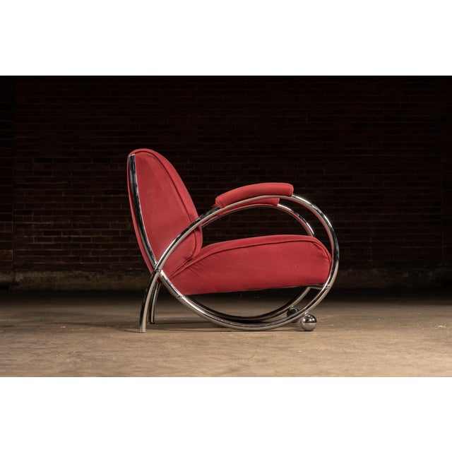 KEM Weber Late 20th Century After-Kem Weber Red Modernist Chair by Opus21 For Sale - Image 4 of 10