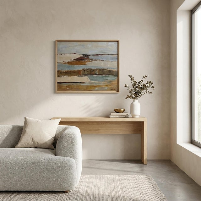 Sky Blue Entre Deux Rives, Contemporary Abstract Seascape Oil Painting, Framed by Sophie Dumont For Sale - Image 8 of 9