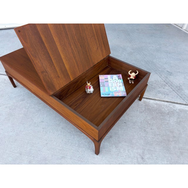 Mid-Century Modern “Rythm” Walnut Coffee Table With Storage by Lane Furniture For Sale - Image 9 of 12