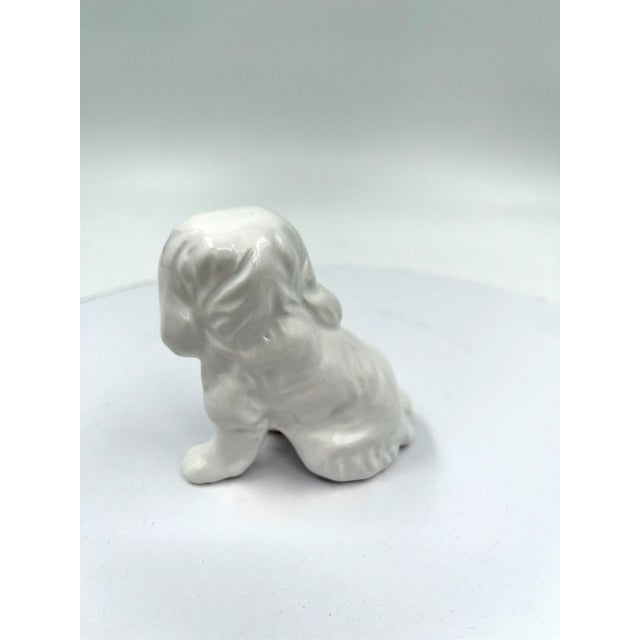 1990s Vintage Petite Blanc De Chine Ceramic Staffordshire Style Dog Figurine For Sale - Image 5 of 9