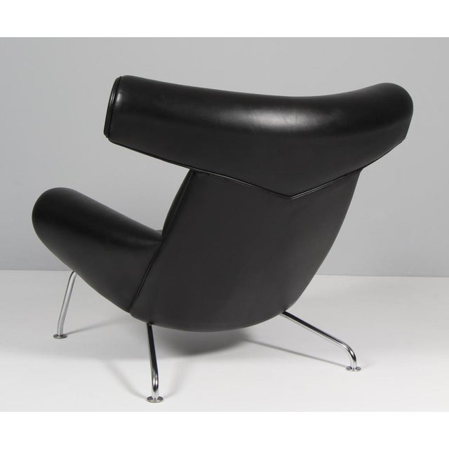 Vintage Ox Chair in Black Leather by Hans J. Wegner, 2010s For Sale - Image 9 of 11