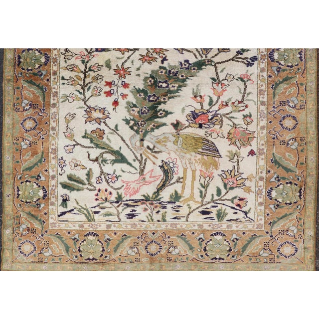 Silk Turkish Rug With Botanical Designs, Including Stylized Leaves For Sale - Image 4 of 16
