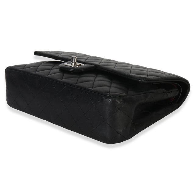 Animal Skin Black Quilted Lambskin Medium Classic Double Flap Bag For Sale - Image 7 of 9
