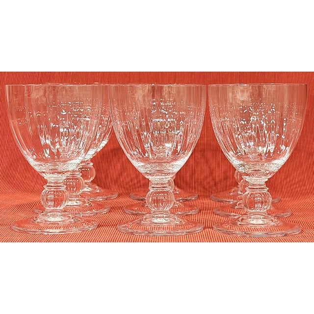 Traditional Vintage Crystal Fluted Wine Goblets - Set of 9 For Sale - Image 3 of 18
