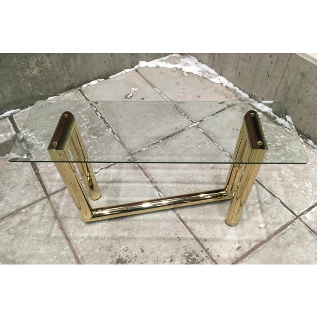 Brass Postmodern Brass & Glass “z” Console Table After Karl Springer For Sale - Image 8 of 13