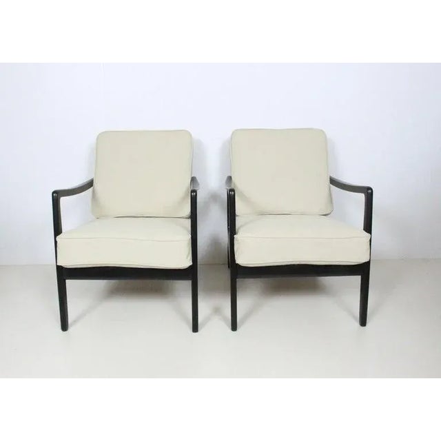 1950s Early Ole Wanscher Ebonized Mahogany Lounge Chairs, 1950's - A Pair For Sale - Image 5 of 13