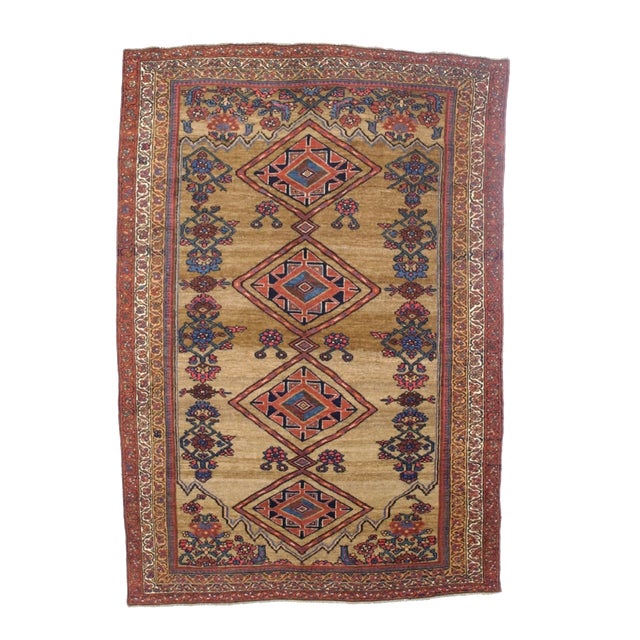 Antique Kurdish Bidjar Rug 4'1" X 5’11" For Sale