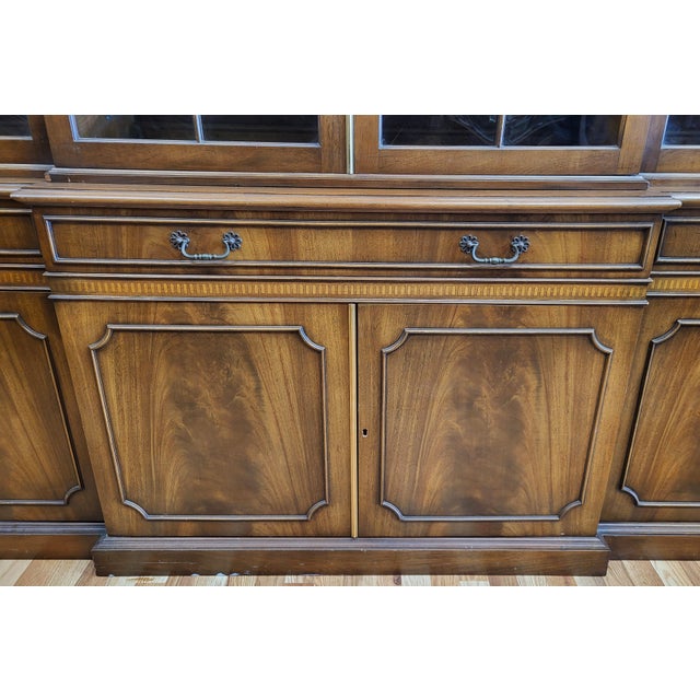 Vintage American Mahogany & Bubble Glass Curio Vitrine Bookcase Breakfront For Sale - Image 12 of 18