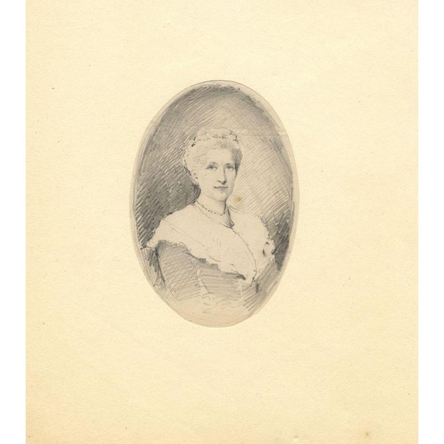 Count Mario Grixoni, Oval Portrait of Edwardian Lady, Early 20th Century, Graphite Drawing For Sale - Image 3 of 3