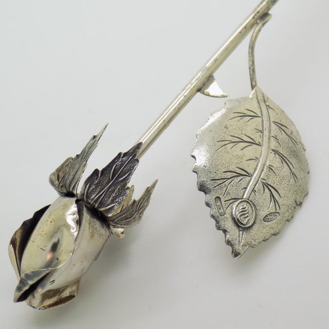 Vintage Italian Handmade Genuine Sterling Silver Long Stem Rosebud Figurine, 1980s For Sale - Image 10 of 16