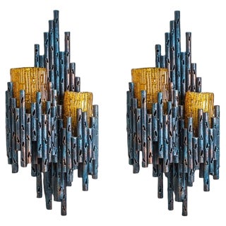 Brutalist Wall Sconces by Tom Ahlström & Hans Ehrlich, 1960, Set of 2 For Sale