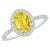 2.2 Ct Oval Cut Natural Yellow Sapphire &amp; 1 Ct Natural Diamond Halo Engagement Ring Size 7 in 14 K white Gold...