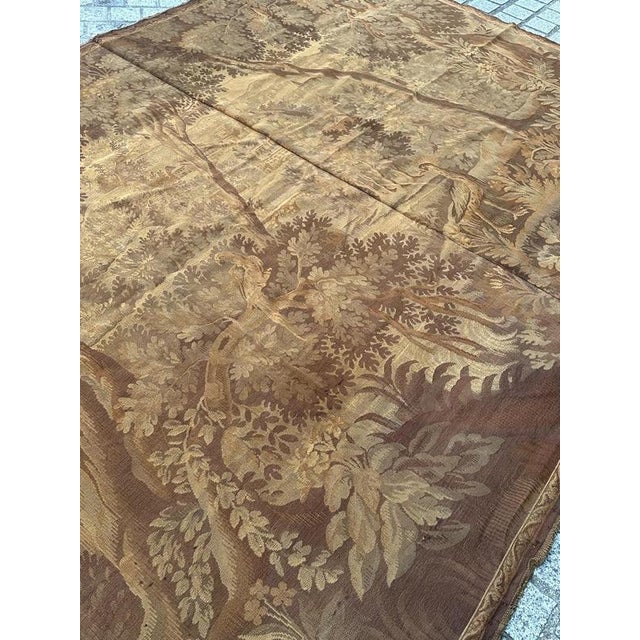 Mid-Century French Aubusson Jacquard Halluin Verdure Mallard Tapestry, 1940s For Sale - Image 16 of 18