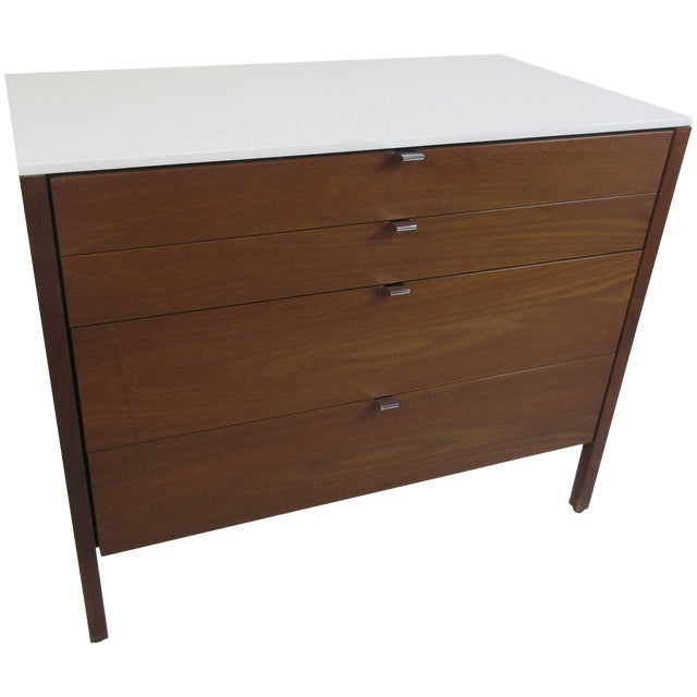 Florence Knoll For Knoll Four Drawer Walnut Cabinet With Silestone