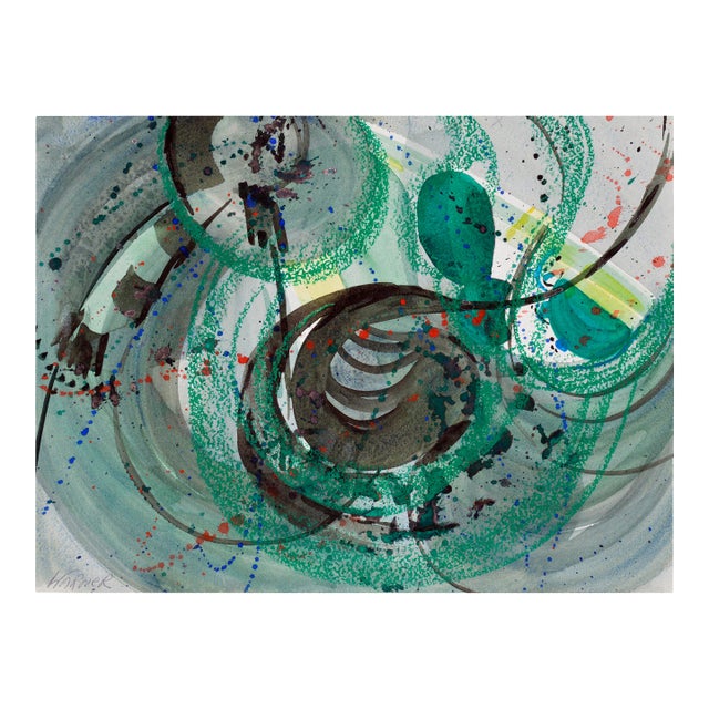 Green Abstract by Doris Ann Warner For Sale