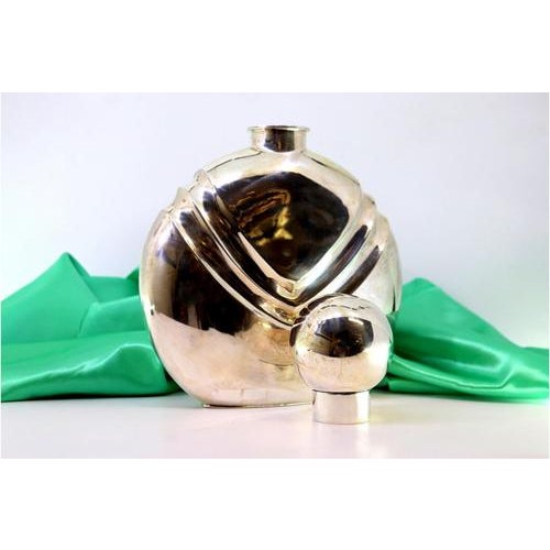 Bottle in Smooth Silver with Double Reliefs For Sale - Image 6 of 7