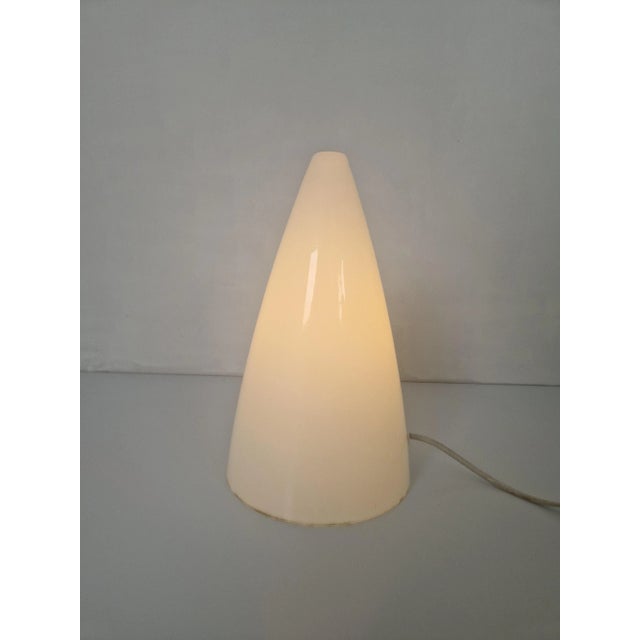 White Mid-Century Swedish Glass Cone Table Lamp, 1970s For Sale - Image 8 of 8