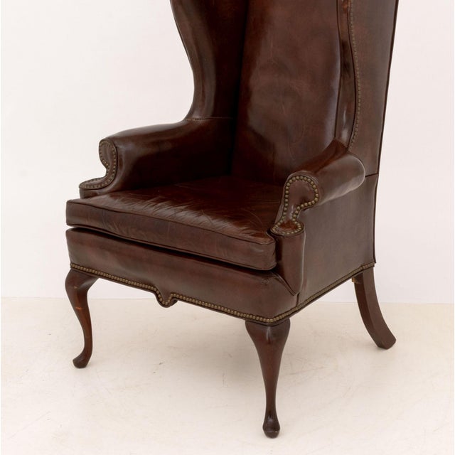 American Studded Upholstered Wingback Armchair For Sale In New York - Image 6 of 10