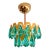 1960s Luxury Mini Brass Chandelier With Turquoise Crystal Drops, Starburst Shadow Ceiling Projection Light, Restored Antique Style Light Fixture For Sale