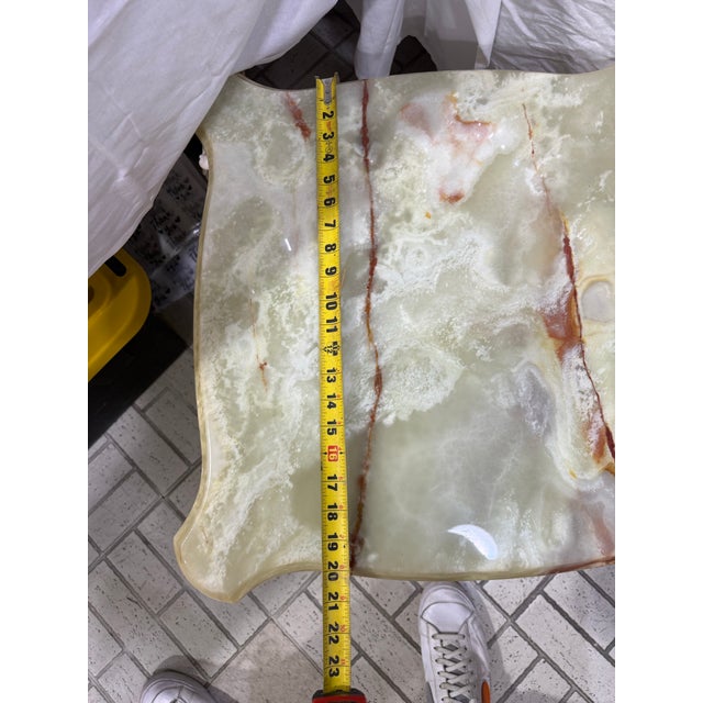 1930s 1930s Small French Louis XV Style Golden Wood Alabaster Top Square Side Table For Sale - Image 5 of 6