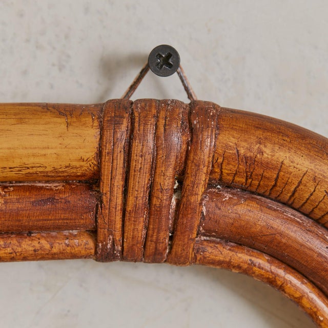 Brown Italian Bamboo Mounted Coat Rack Attribute to Franca Helg & Franco Albini, 1960s For Sale - Image 8 of 8