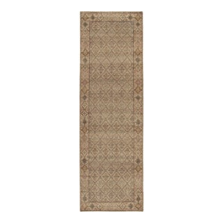 Rug & Kilim’s Distressed Style Runner in Beige-Brown & Gray Tribal Patterns For Sale