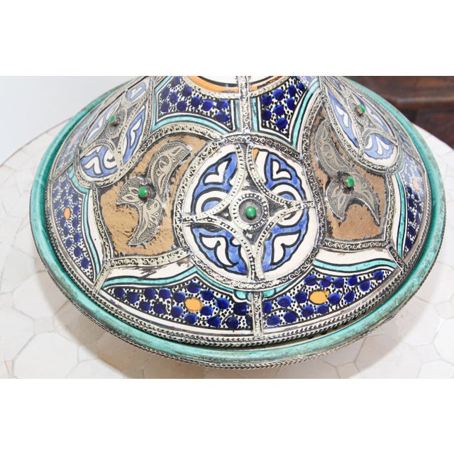 Moroccan Ceramic Polychrome Bowl/Tajine with Lid For Sale - Image 11 of 13