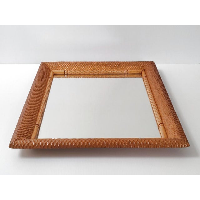 Silver Vintage Mirror in Snake Scale Effect Carved Wood, 1960s For Sale - Image 8 of 9