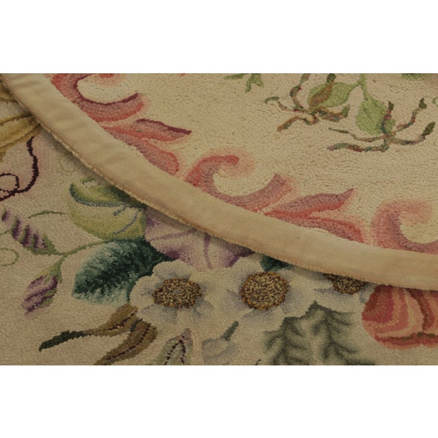 Rug & Kilim Antique Circle Hooked Rug With Central Floral Design in Multicolor - Rug & Kilim For Sale - Image 4 of 7