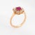Elegant and finely detailed Edwardian era diamond & ruby square ring crafted in 14 karat rose gold (circa 1900s to 1910s)....