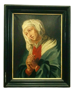 Young Woman in Prayer, 1800s, Oil on Canvas, Framed