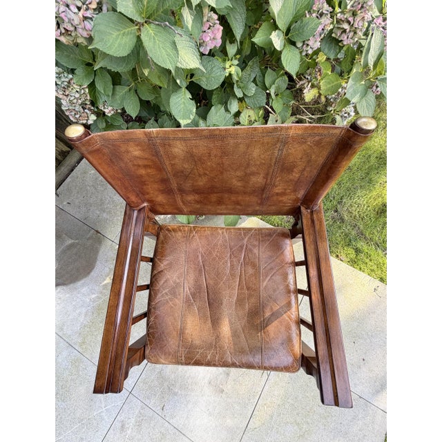 Campaign-Style Leather Armchair With Brass Accents by Thomasville Earnest Hemingway Collection For Sale - Image 12 of 13