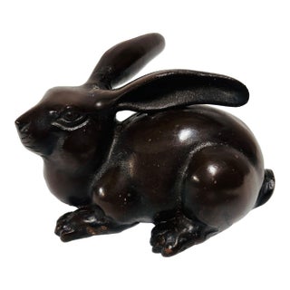Japanese Hand Cast Bronze Rabbit Hare For Sale