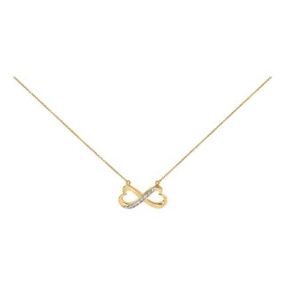 Gold Vermeil Diamond Accent Infinity Heart Pendant Necklace For Sale