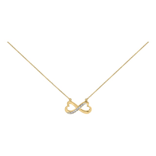 Gold Vermeil Diamond Accent Infinity Heart Pendant Necklace For Sale