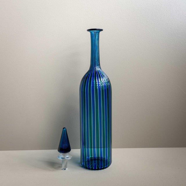 1970s Blue-Green Venini Carafe, Italy 1979 For Sale - Image 5 of 18