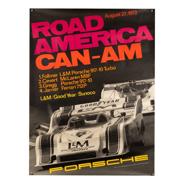 Porsche Road America Can-Am Original Poster by Atelier Strenger, 1972 For Sale