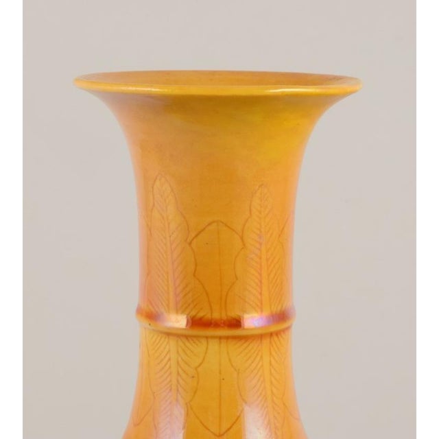 Chinese Double Gourd-Shaped Vase in Ochre Yellow Glazed Porcelain For Sale - Image 3 of 10